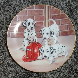 🐞"Firehouse Frolic" Dalmatian Puppies Decorative Plate Princeton Gallery